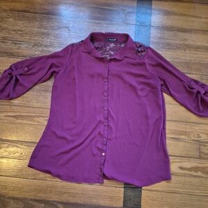 Women's Purple Button-Up Blouse